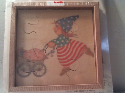 VINTAGE MINT SEALED LEAPIN' WIZARDS WOOD PICTURE PUZZLE - BABY STROLLER - ITALY