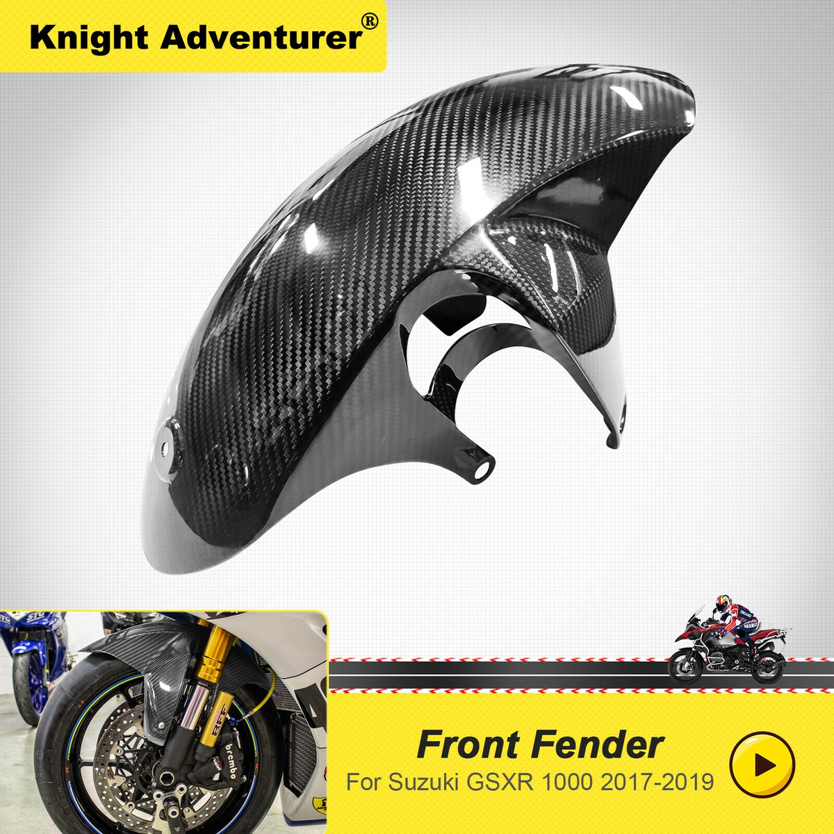 100% 3K Carbon Fiber Front Mudguard Flap Splash Fender Suzuki