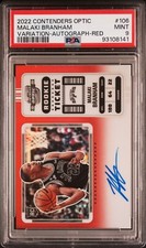 Malaki Branham Red 2022 Contenders Optic ROOKIE Season Ticket  Auto 19/99 PSA 9