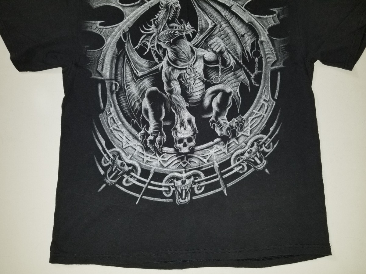 トップス 2000's \"Blue Dragon\" White Tee Size:L Vintage 2000s Blue Dragon Face Two-Sided Body Print T-Shirt Liquid