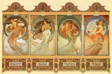 Mucha Wind Fire Earth Water Elements Gorgeous Vintage Poster Repro FREE SHIPPING