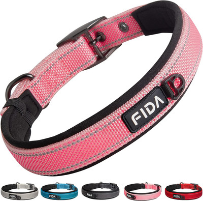 Fida Heavy Duty Dog Collar, Ultra Comfortable Soft Neoprene Padded, Adjustable R