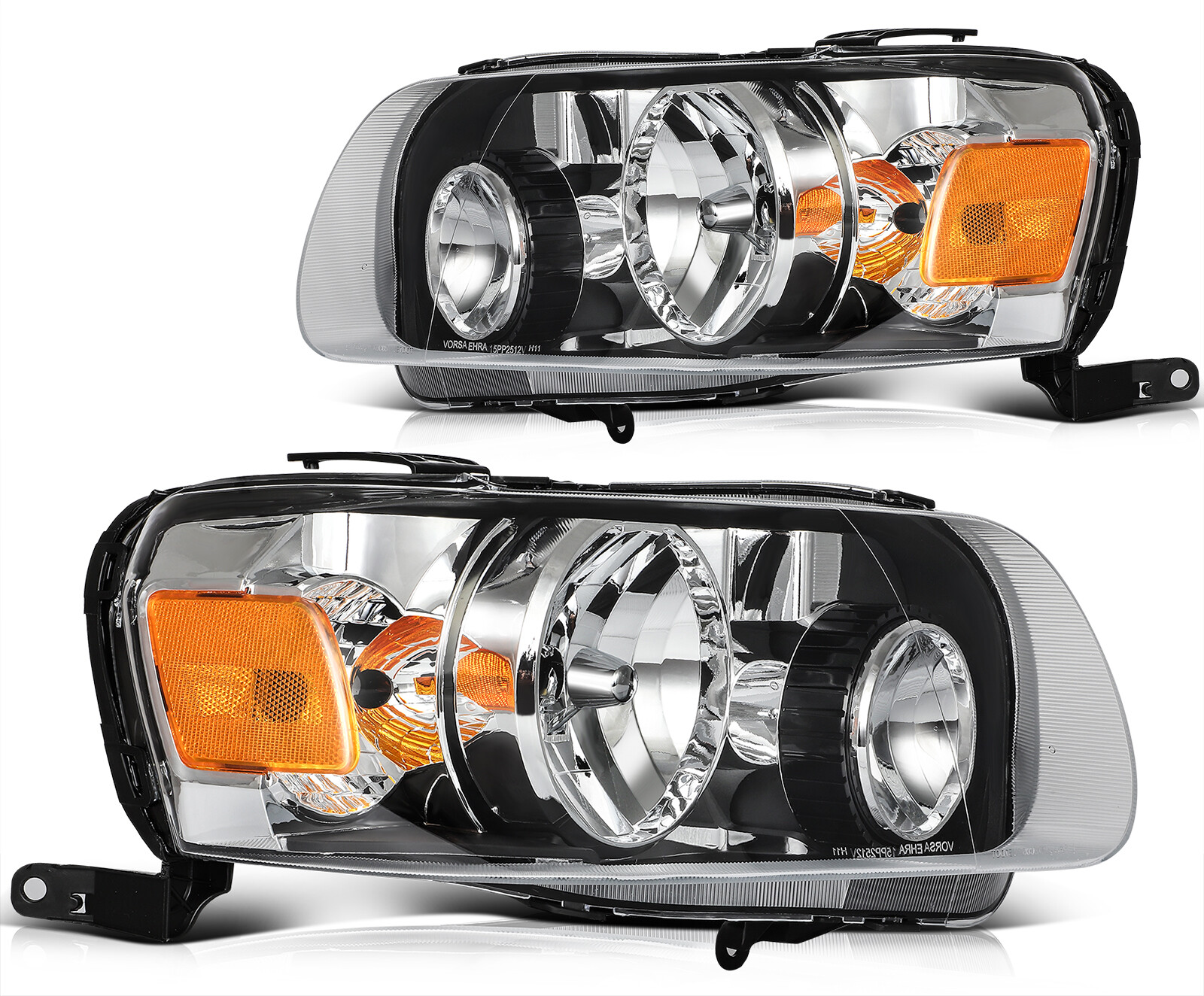 Headlights Assembly Left+Right Pair For 2005-2007 Ford Escape Black Housing
