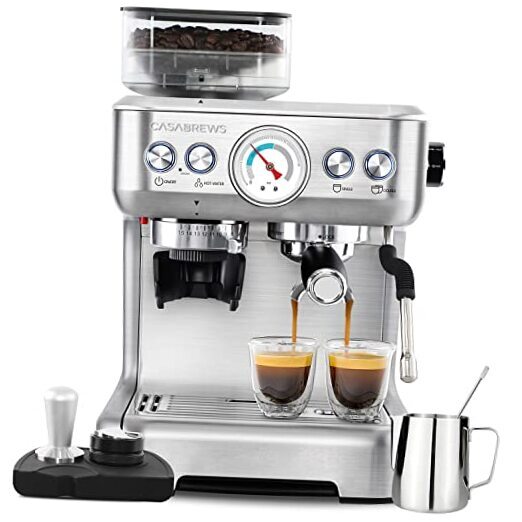 Espresso Machine With Grinder, Professional Espresso Maker With Milk A-Silver