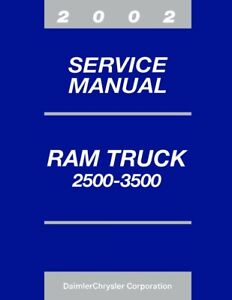 2002 Dodge Ram 2500/3500 Truck Shop Service Repair Manual CD Engine Drivetrain 