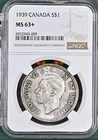 CANADA 1 Dollar 1939, Royal Visit, NGC MS 63+, Deeply Toned Lustrous UNC. R7.