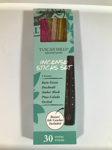 30 Pack Tuscan Hills Incense Sticks 5 Scents Assorted w/ Ash Catcher Orchid - Picture 1 of 6