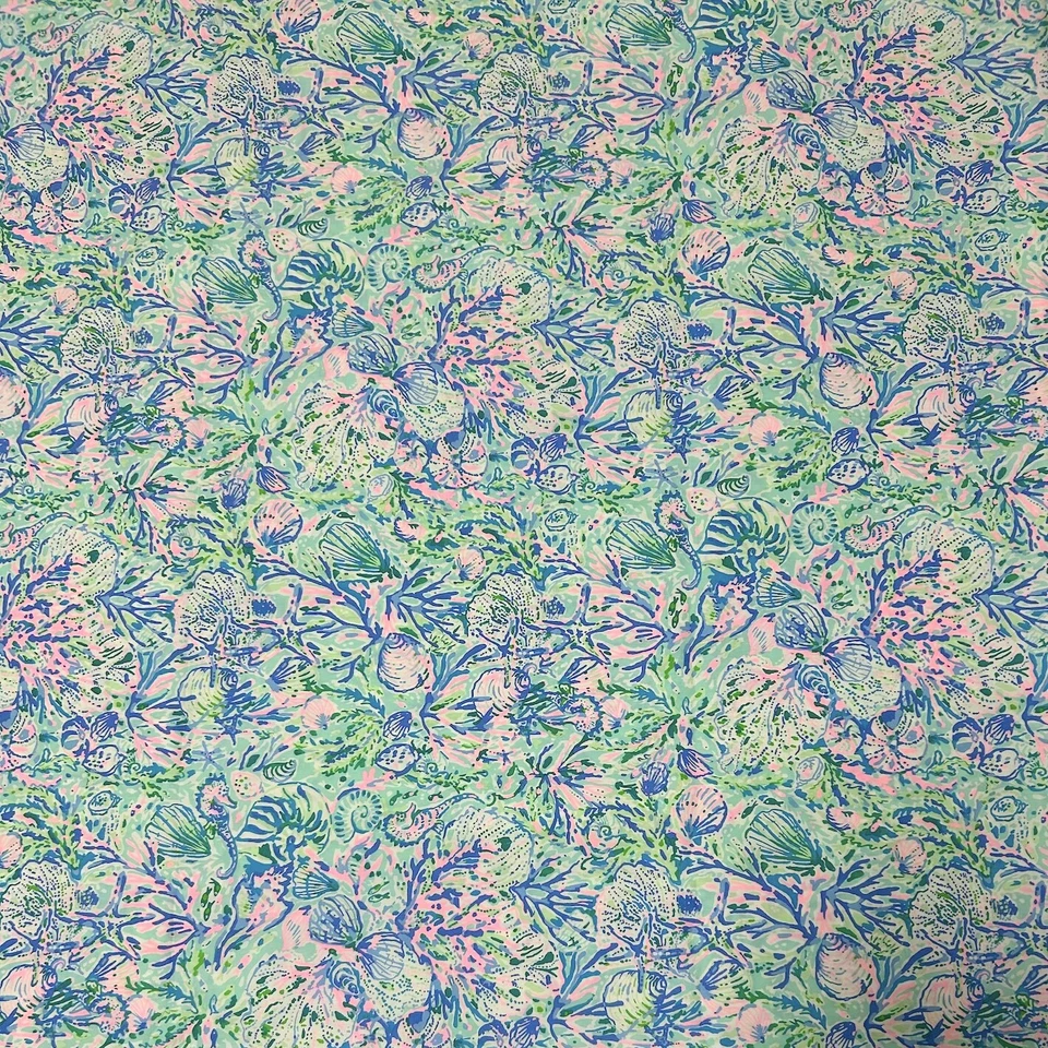 Tela de popelina de algodón Lilly Pulitzer Surf Blue Soleil It On Me 36" X 57" Foto 2 de 4