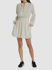 $396 Rag & Bone Women's Ivory Calista Long Sleeve V-Neck Silk Minidress Size S