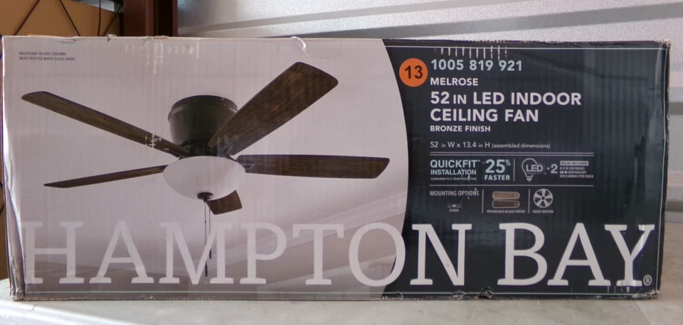 Hampton Bay 52101 Melrose 52 in. Indoor LED Hugger Bronze Dry Rated Ceiling Fan - Image 2 of 4