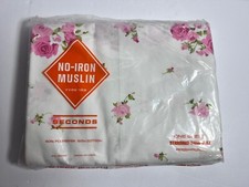 Seconds No Iron White Floral Twin Flat Sheet 70s Salestex Made In USA Muslin