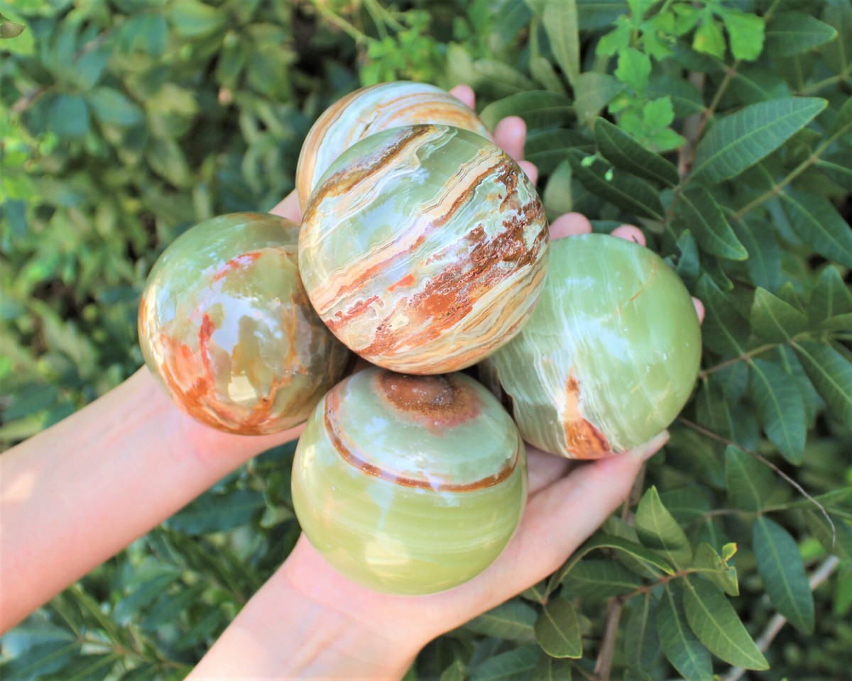 Green Onyx Crystal Spheres - Choose 2