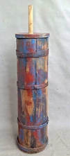 ANTIQUE PRIMITIVE very HEAVY, COLORED WOODEN BUTTER CHURN / Home decor