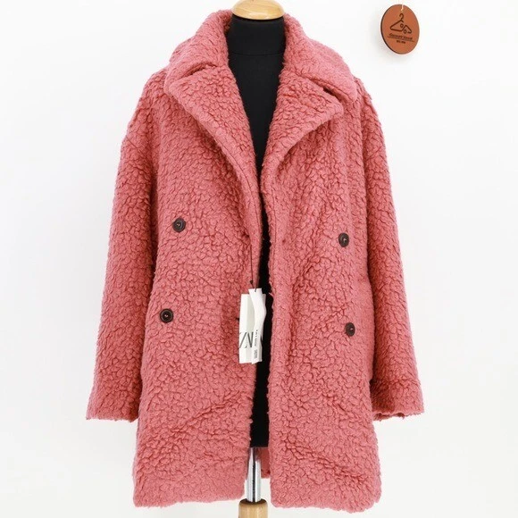 Zara pink 2025 teddy coat