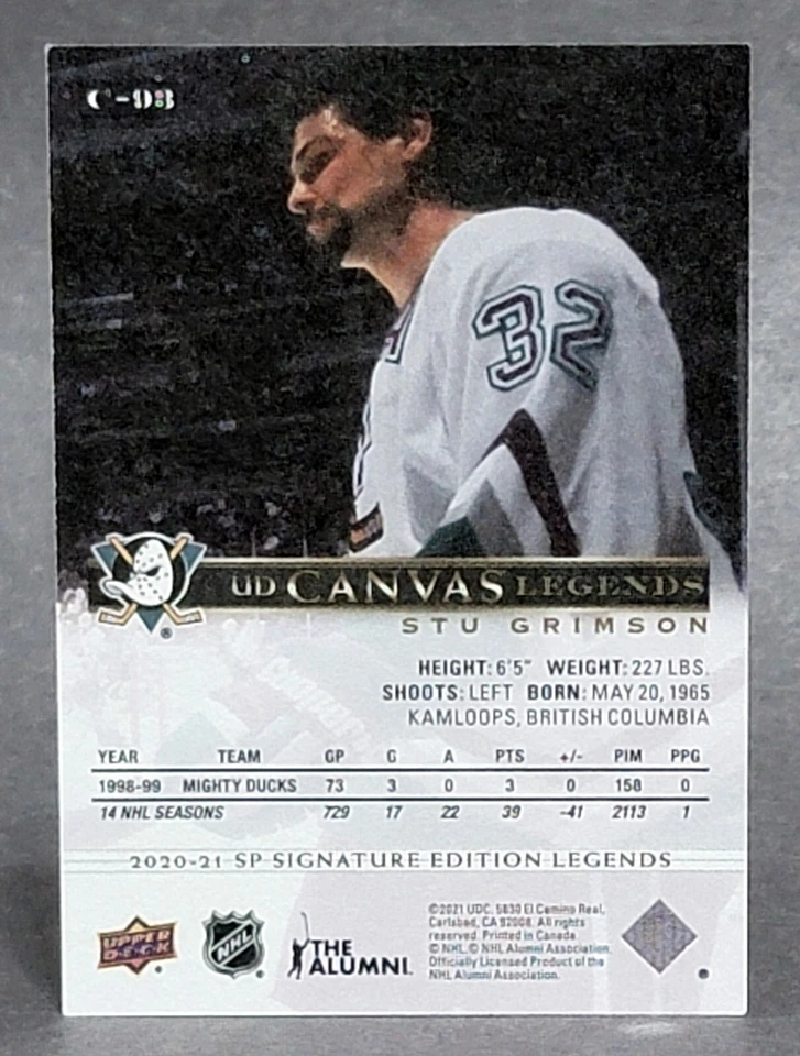 2020-21 SP Signature Edition Legends Canvas #C-93 Stu Grimson - Image 2 of 2