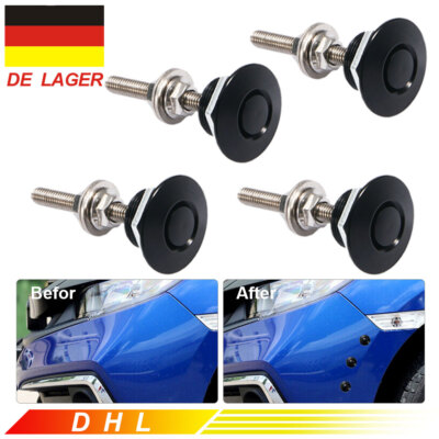 4PCS Motorhaube Pin Push Button Auto Schnellverschluss Haubenschloss Schwarz DE