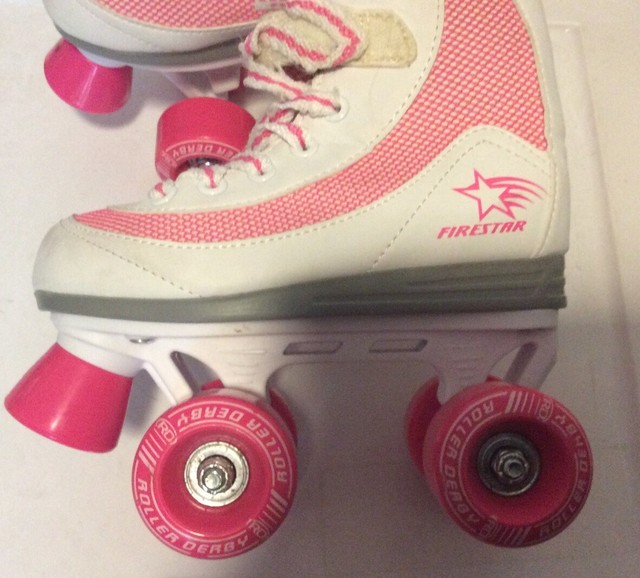 Roller Derby Youth Girls Firestar Skates White Pink Size 13 Jr Kids