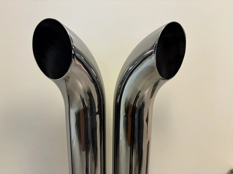 Chrome Stacks 4 Inch Curved Pipe 4"X50” Chrome Exhaust (Pair) Free Shipping!! - Image 3 of 4