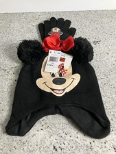 Walt Disney Minnie Mouse Youth Beanie Pom Pom Hat  Glove Set NWT from KMart
