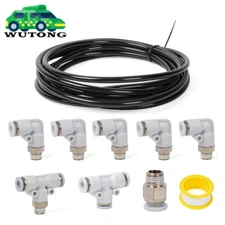 PU Air Hose Pipe Tube Kit 1/4" Push to Connect Air Fittings 8pcs Line Connector