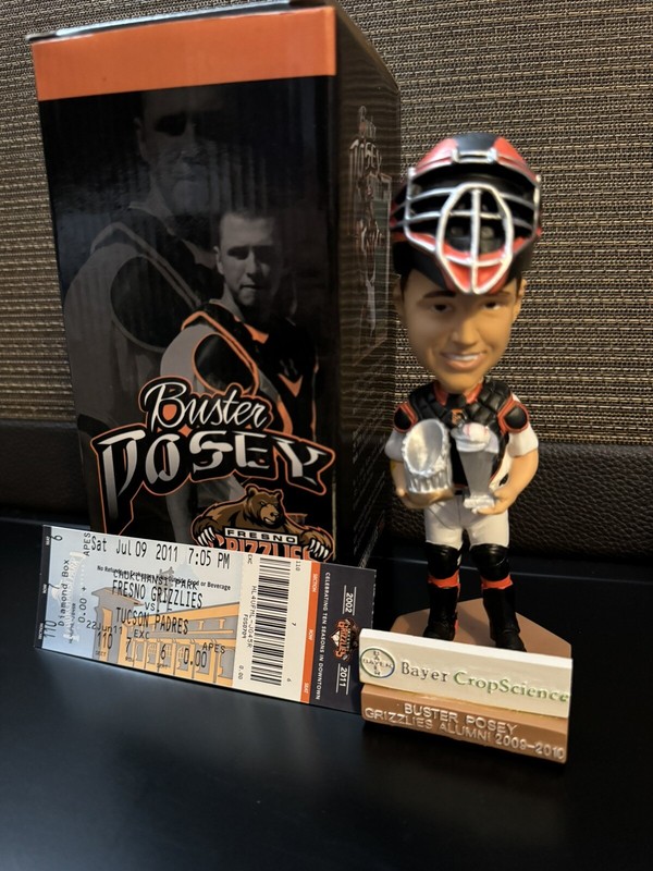 Buster Posey Bobblehead Stadium Giveaway Fresno Grizzlies w/ticket RARE NIB MLB
