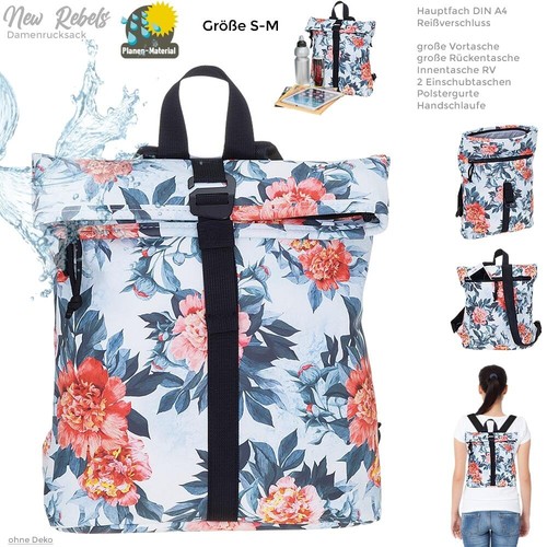 Rucksack Damen klein Handtasche Rucksack New Rebels Flora 511317 05 Weiss +s - Bild 6 von 12