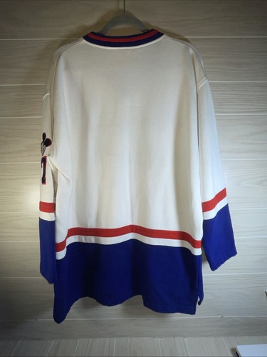 Vtg Mickey & Company Jersey Mens XL Red White & Blue Hockey Shirt Disney 90s - Picture 9 of 13