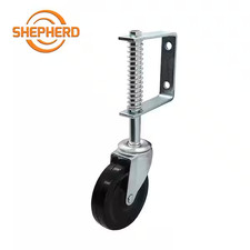 4 Inch Spring Loaded Gate Caster Rubber Wheel 125 lb Wood Or Chain Link Fence