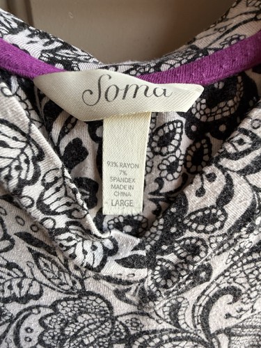 Soma Size Large Black Gray Purple Sleeveless A-Line - Picture 2 of 7