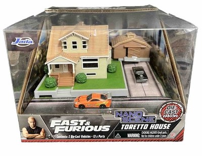 Fast & Furious Toretto House & 2 Die Cast Vehicles Nano Scene Jada Toys