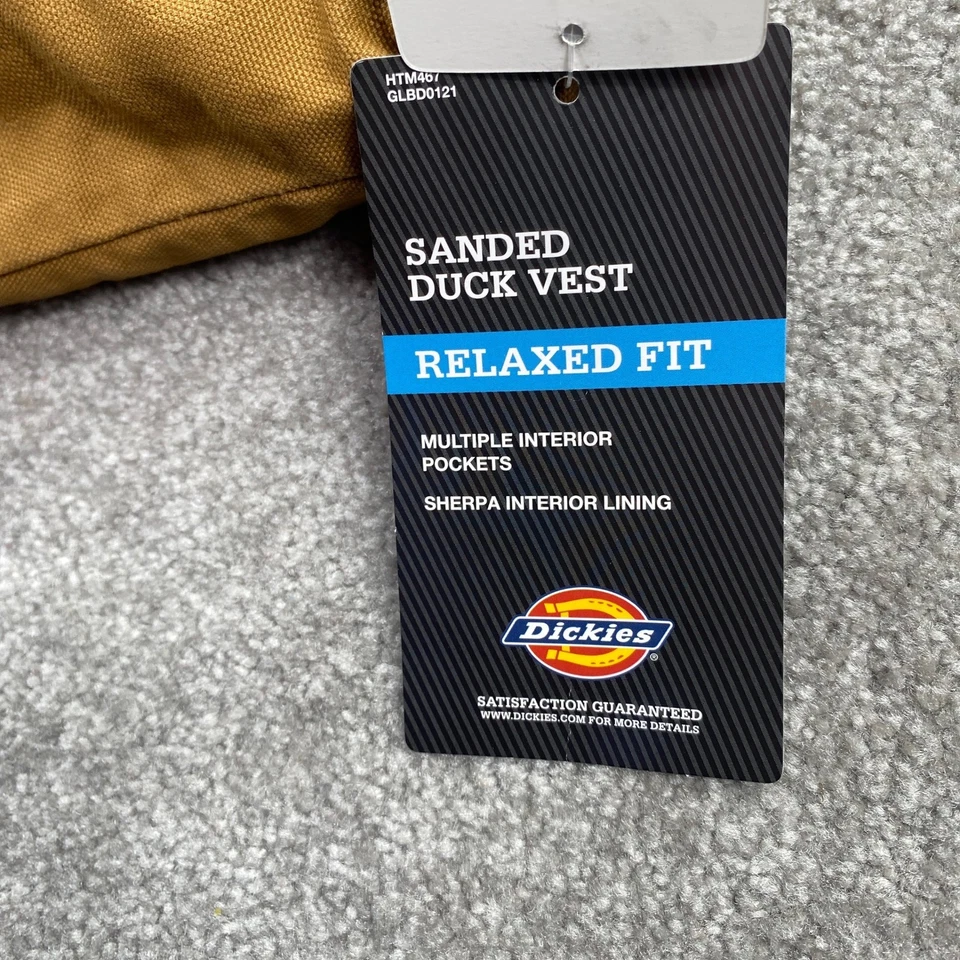 Dickies Sanded Duck Vest Mens L Relaxed Fit Sherpa Lined Sleeveless Jacket - Image 4 of 4