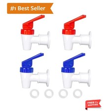 4 Pack Replacement Water Dispenser Faucets - 2 Red 2 Blue Plastic Spigots, ...