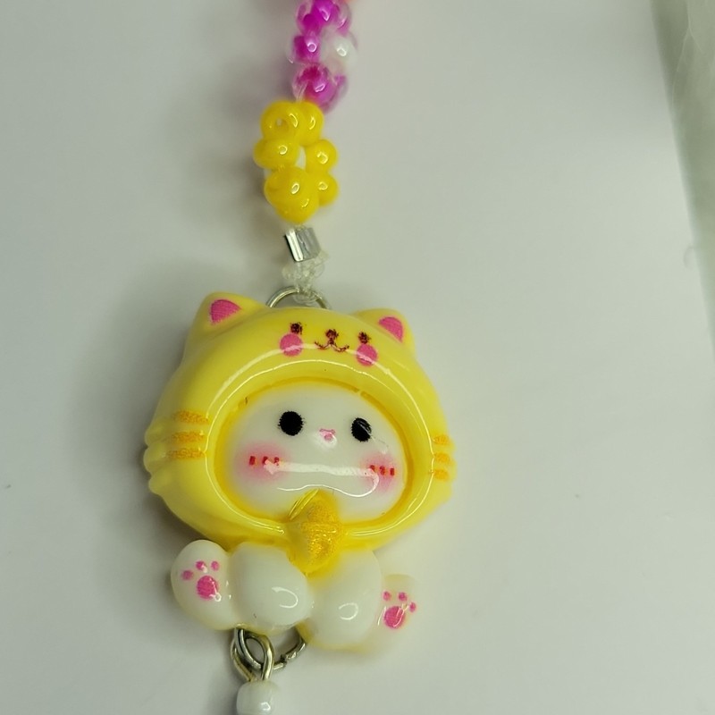 Kawaii Cute Keychain Phone Charm, Hand Beaded, Backpack Charm
