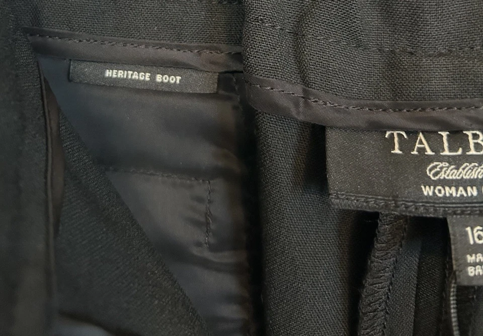 NUEVO CON ETIQUETAS Talbots Heritage Boot Mujer Talla 16W Pequeño Vestido Pantalones de Carrera Negro 16WP Foto 4 de 4