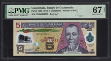 Guatemala 5 Quetzales 11-5-2011 P122b Uncirculated Grade 67