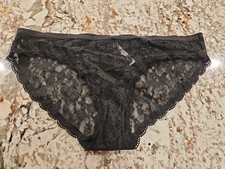 Victoria  s Secret Signature Waistband Black Lace Bikini Panties Large