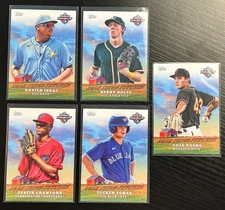 5 Card Lot 2023 Topps Pro Debut Farm Fresh Futures Isaac, Young, Crawford +