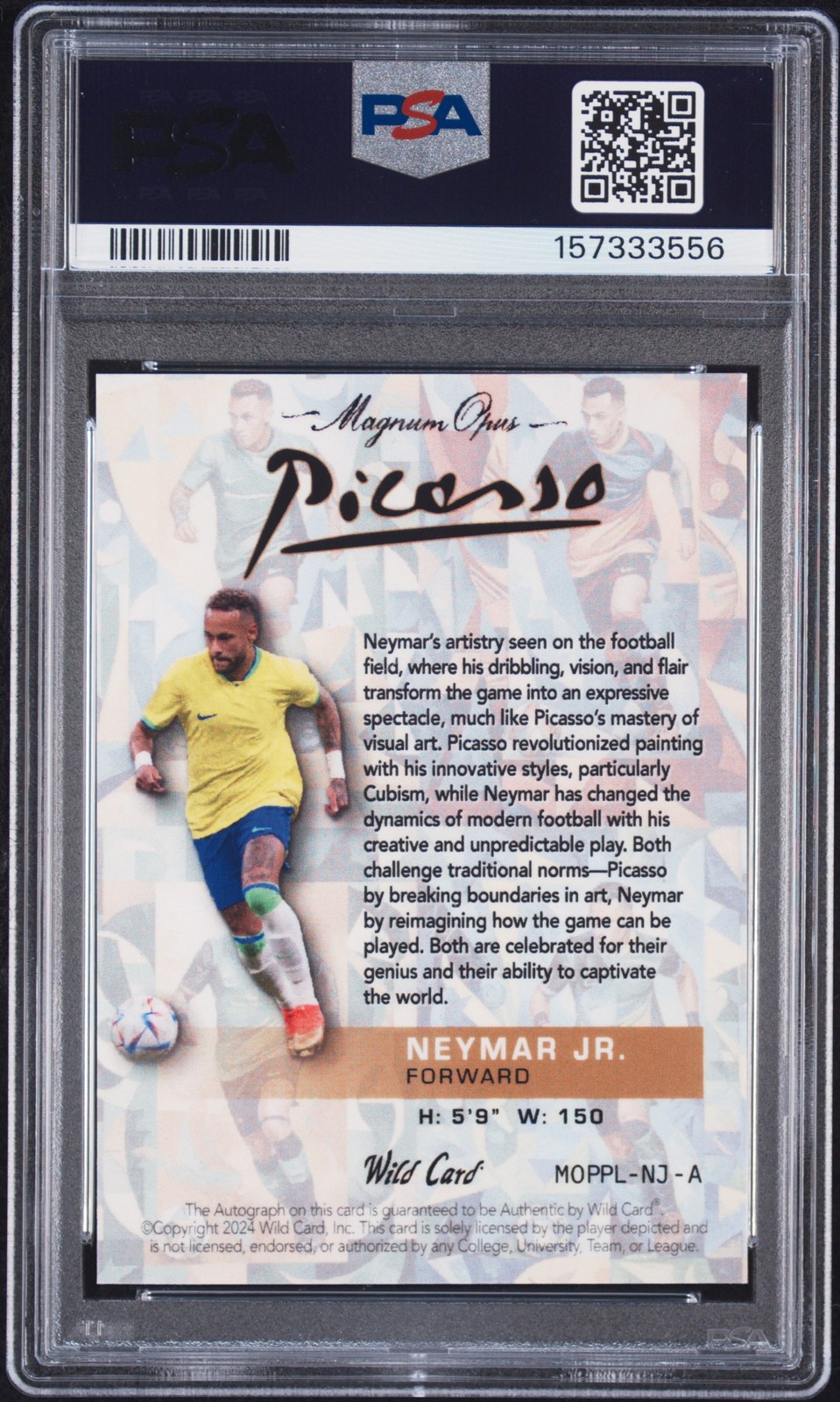 2024 WILD CARD COMIX PLATINUM VARIATION 70 #NJ-A NEYMAR JR. 1/1 PSA 7 AUTO 10 view 2