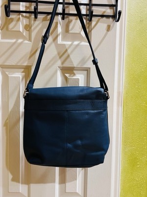 Coach Charles Messenger Bag in a deep blue leather.