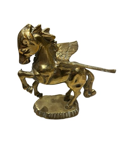Vintage Solid Brass Pegasus Winged Horse Figurine Statue Mythological Decor 6.5”