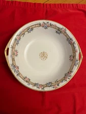 Antique 1921 Noritake Nippon Japan "M" Bowl Blue &Pink Floral Gold Trim NIP203