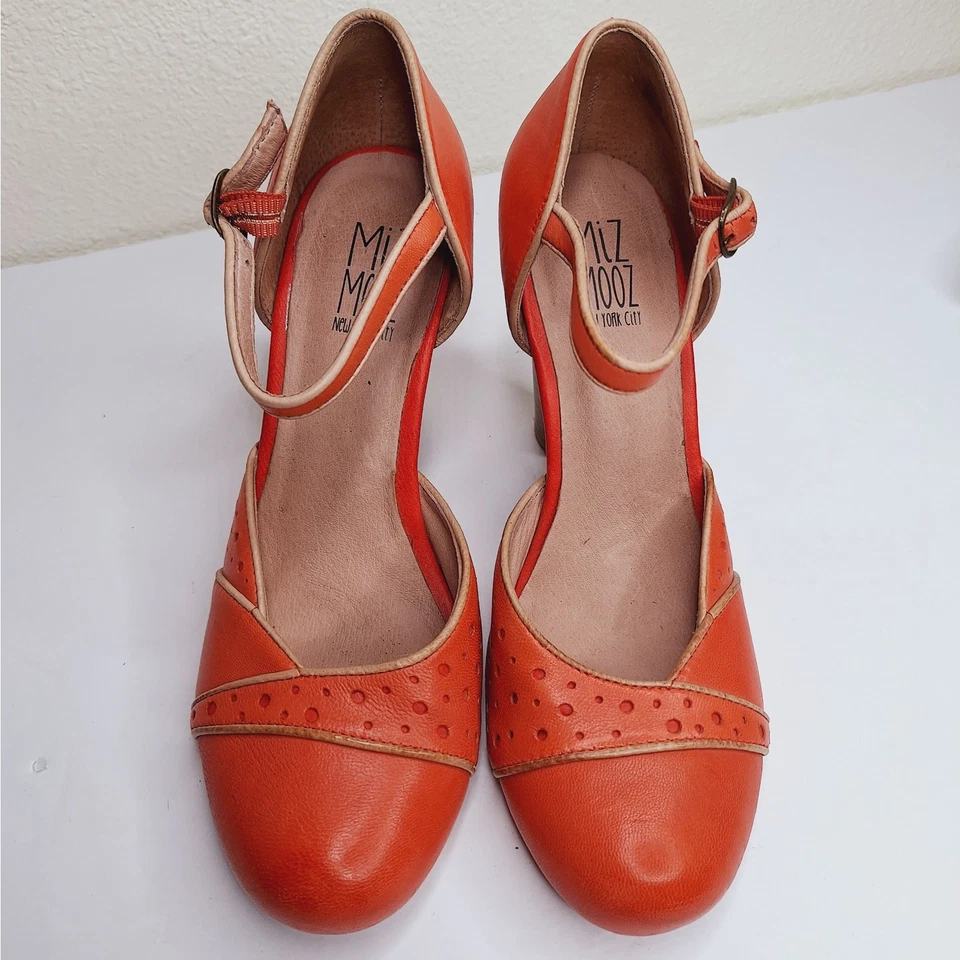 Miz Mooz Nicolina Block Heels Ankle Strap 8 Retro Comfort Leather Shoes 40s Fall - Image 3 of 4