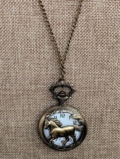 Galloping Horse Pocket Watch Equestrian Vintage Bronze Pendant