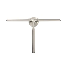 Heavy Duty 12 In Shower Squeegee w/ Silicone Blade & Brushed Nickel Hook