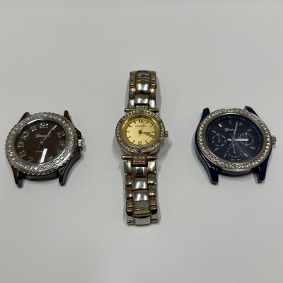 Geneva Silver And Gold Stainless Steel Watch & 2 Geneva Platinum Watch Heads