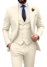 Men's Suit Formal Wedding Slim Fit 3 Piece Tuxedo Groom Suits Double Medium