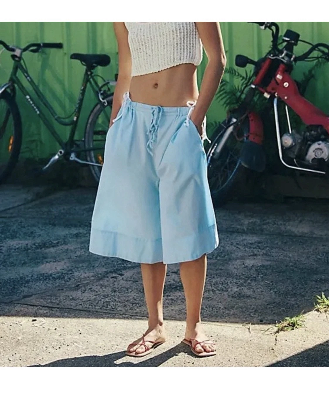 Free People / Free-est Menorca Slouchy Capris Blue Medium New* BO1481-83