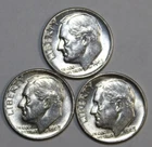 (3) 1963-D Roosevelt Dimes - About Uncirculated - #1940E - FREE SHIPPING