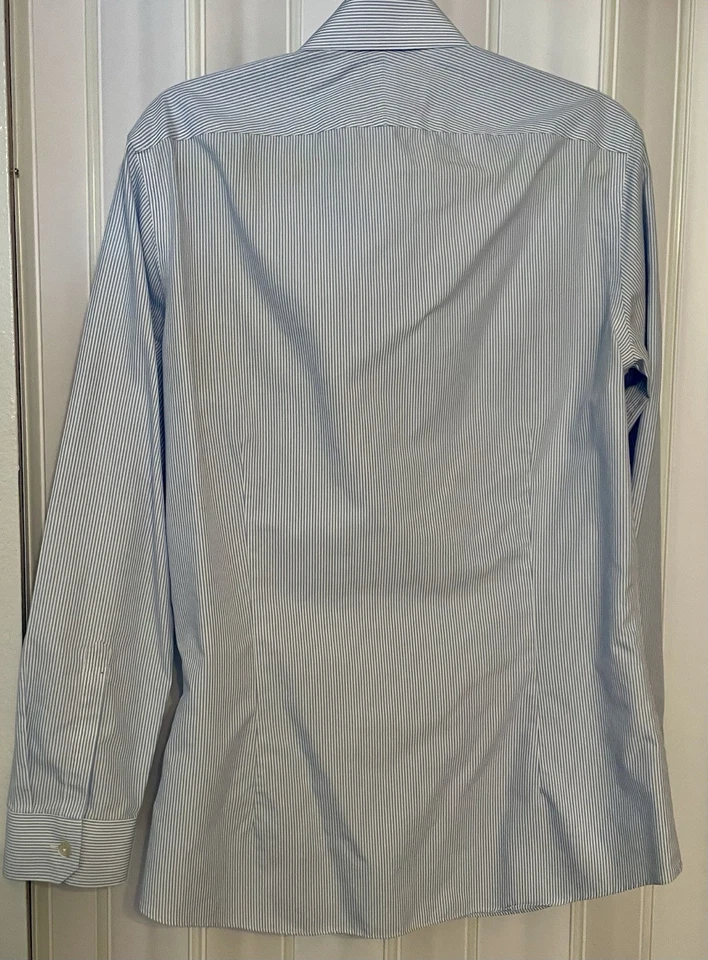 Camisa de vestir Charles Tyrwhitt para hombre•15,5/33 No•Iron SuperSlimFit azul/blanco a rayas Foto 4 de 4