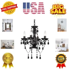 Black Chandelier Small Crystal Chandelier Lighting Mini Acrylic Chandeliers 4...